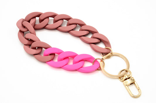 Schlüsselanhänger mit Karabiner "RUBBER EDITION" Altrosa/Neon Pink