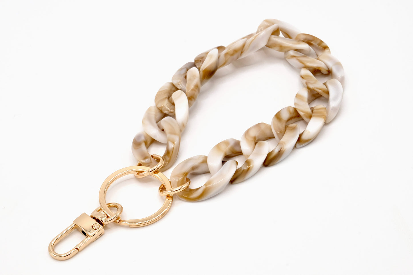 Schlüsselanhänger mit Karabiner Beige