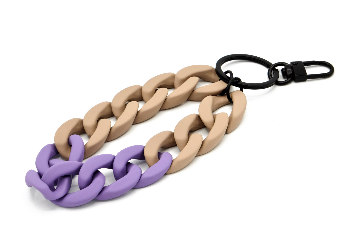Keyring with carabiner "RUBBER EDITION" Beige/Purple
