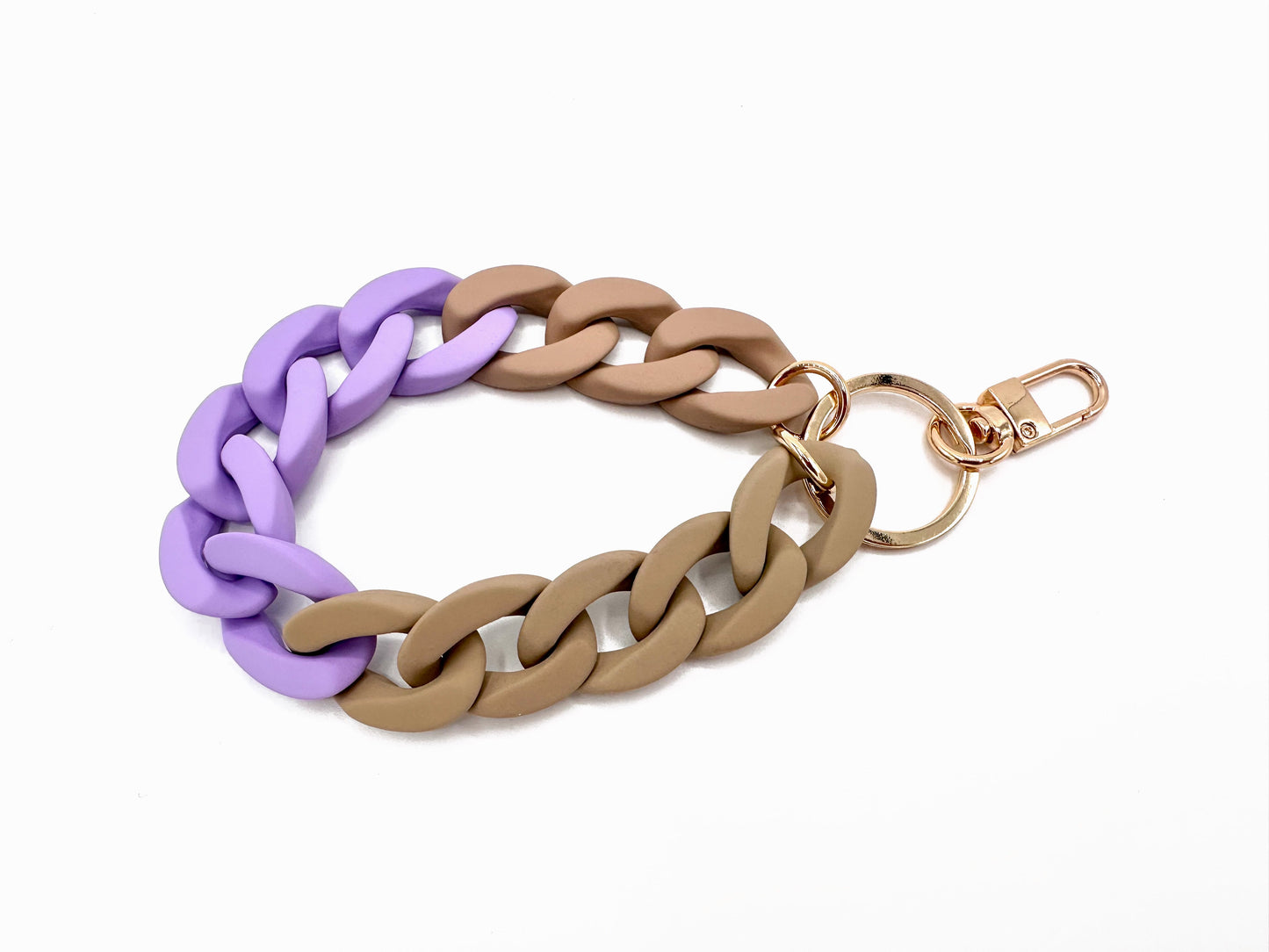 Keyring with carabiner "RUBBER EDITION" Beige/Purple