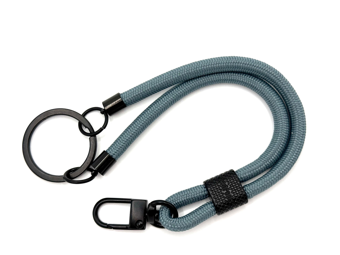 Keyring with carabiner, blue-grey
