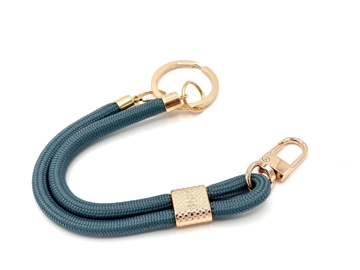 Keyring with carabiner, blue-grey