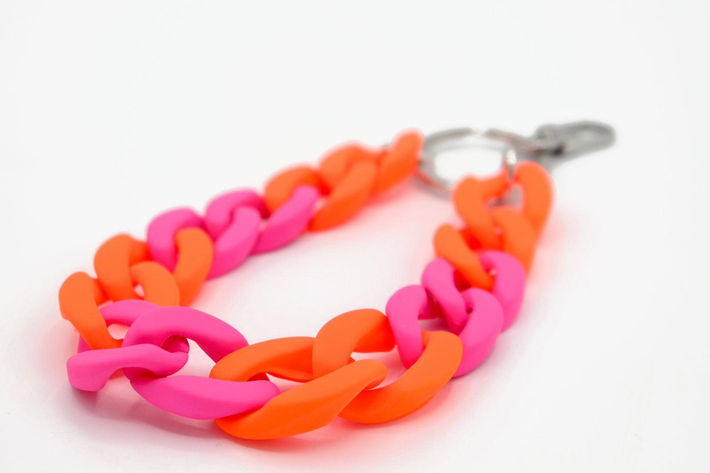 Keyring with carabiner "RUBBER EDITION" Neon Orange/Pink