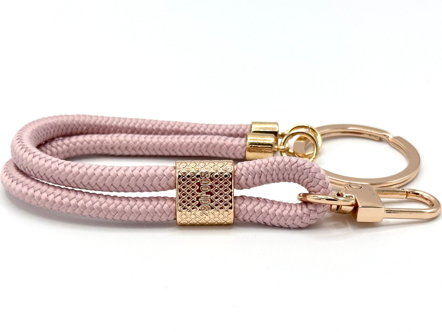 Keyring with carabiner, powder pink
