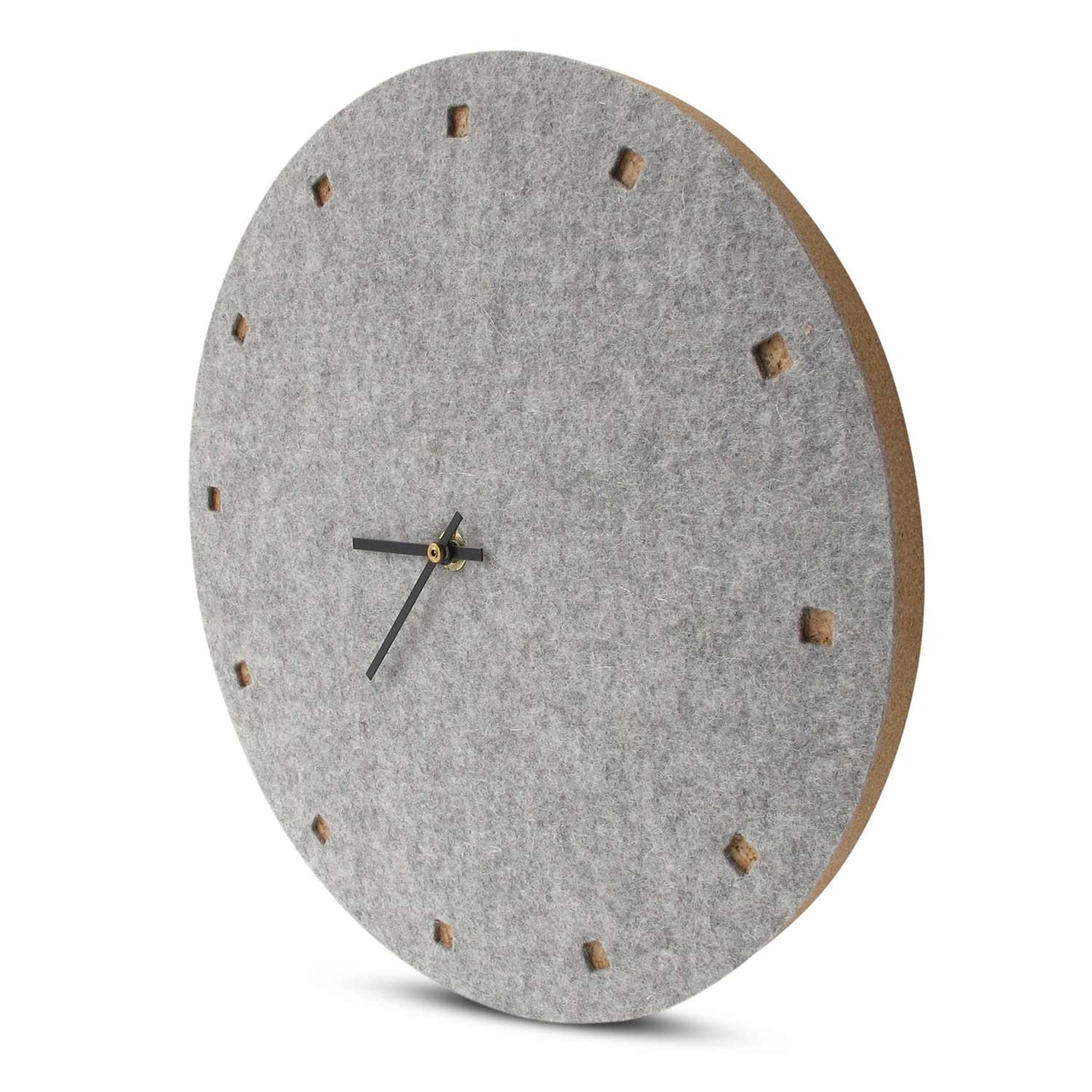 Wanduhr aus Filz und Kork 30 cm | hellgrau - schwarz | Design: Esbjerg