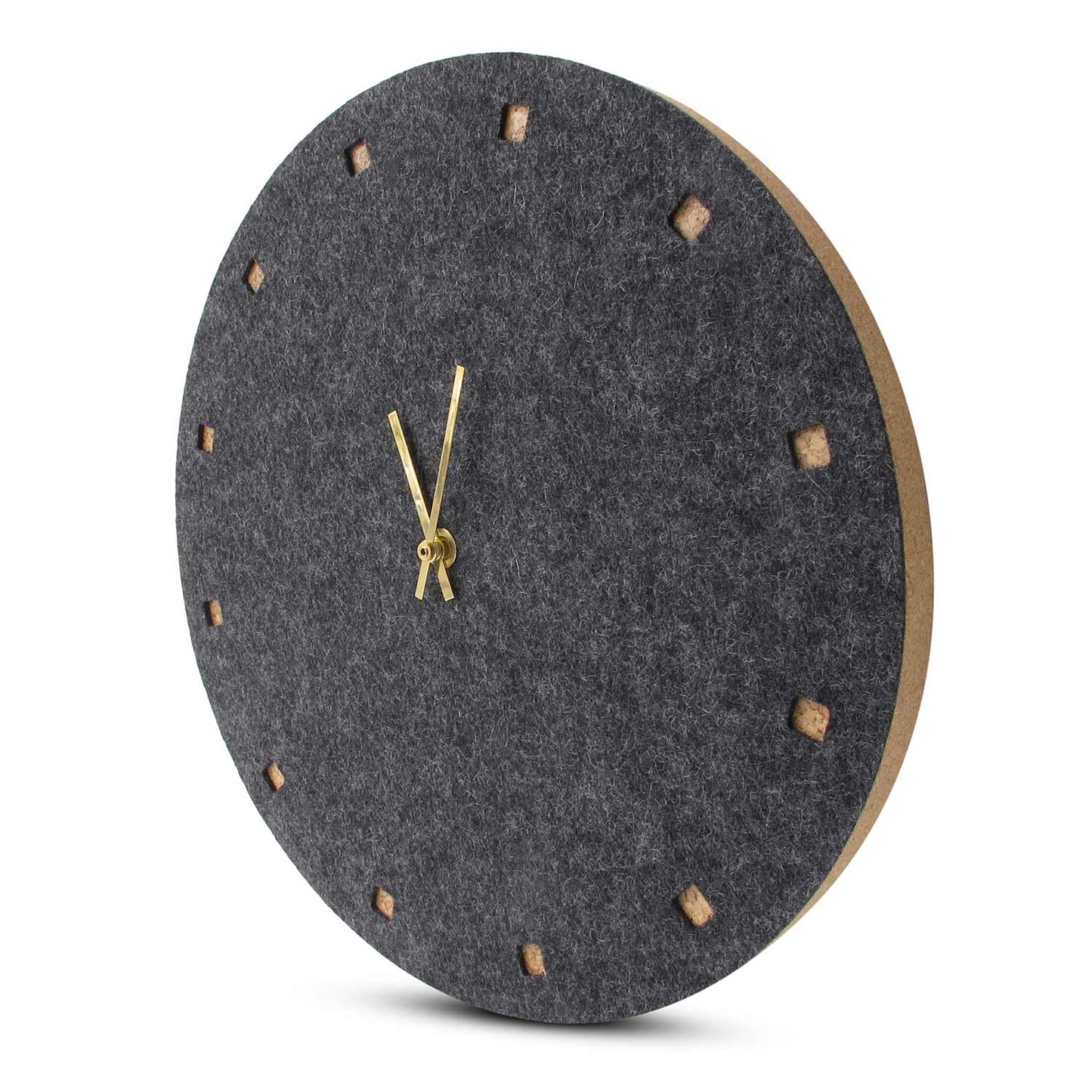Wanduhr aus Filz und Kork 30 cm | anthrazit - gold | Design: Esbjerg