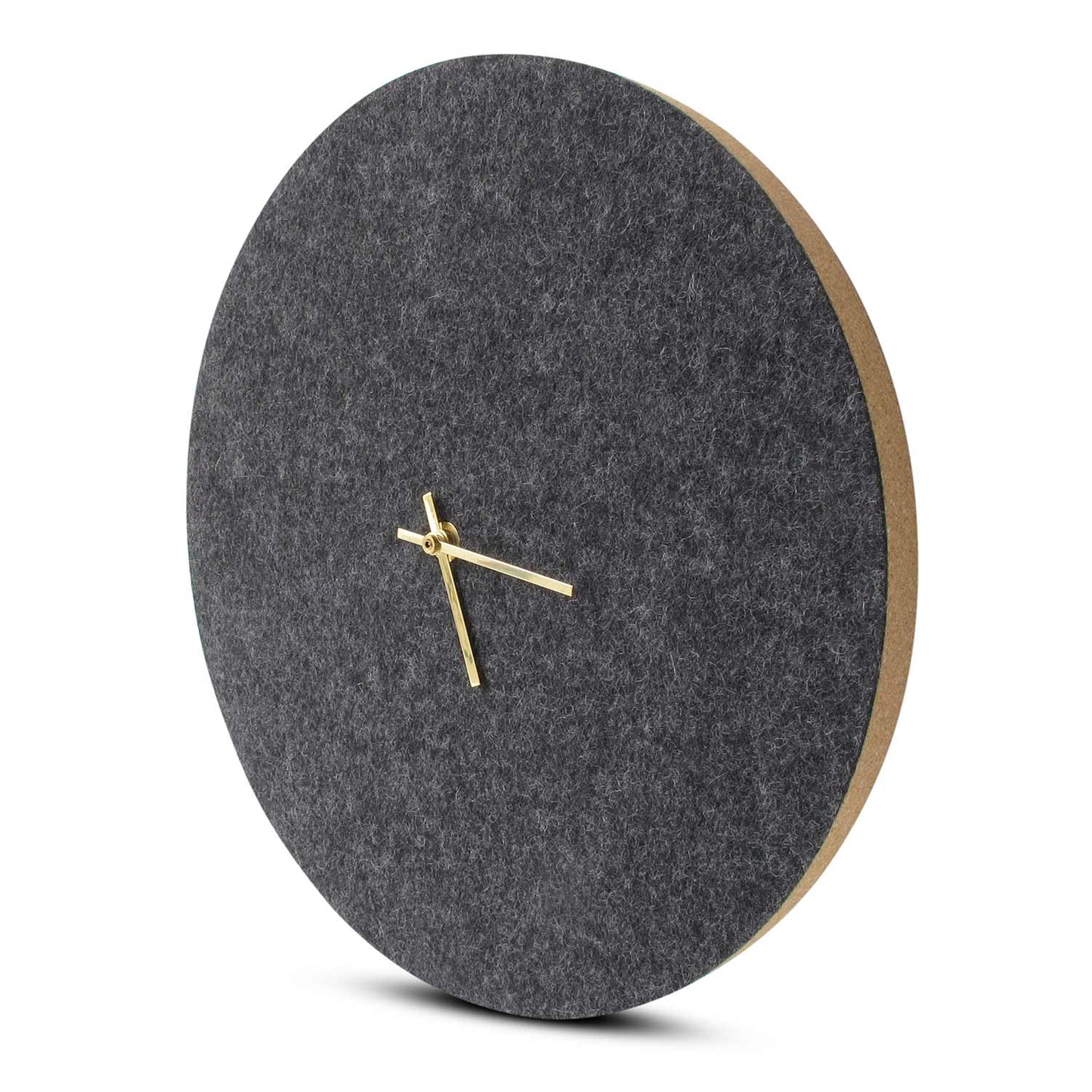 Wanduhr aus Filz und Kork 30 cm | anthrazit - gold | Design: Aalborg