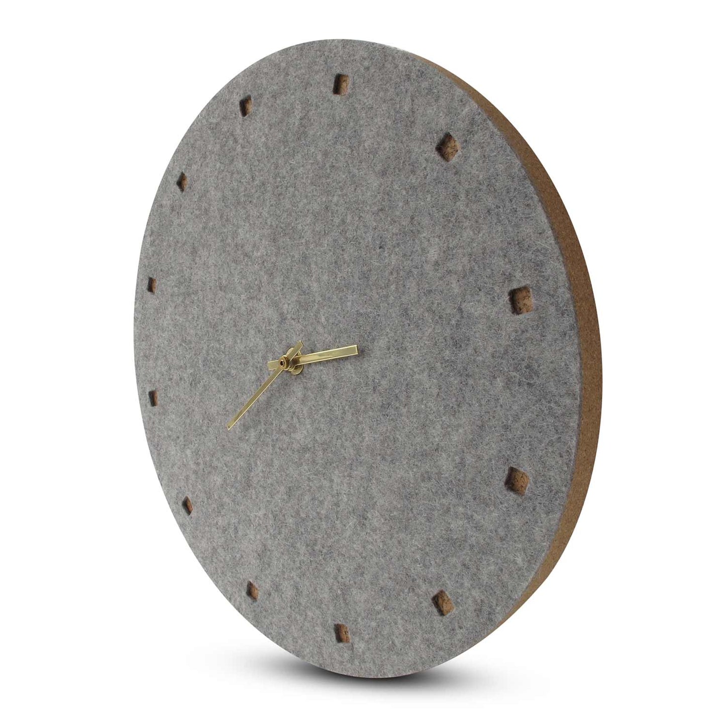 Wanduhr aus Filz und Kork 30 cm | hellgrau - gold | Design: Esbjerg