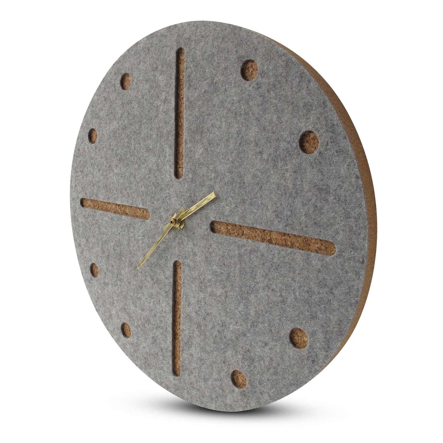 Wanduhr aus Filz und Kork 30 cm | hellgrau - gold | Design: Odense