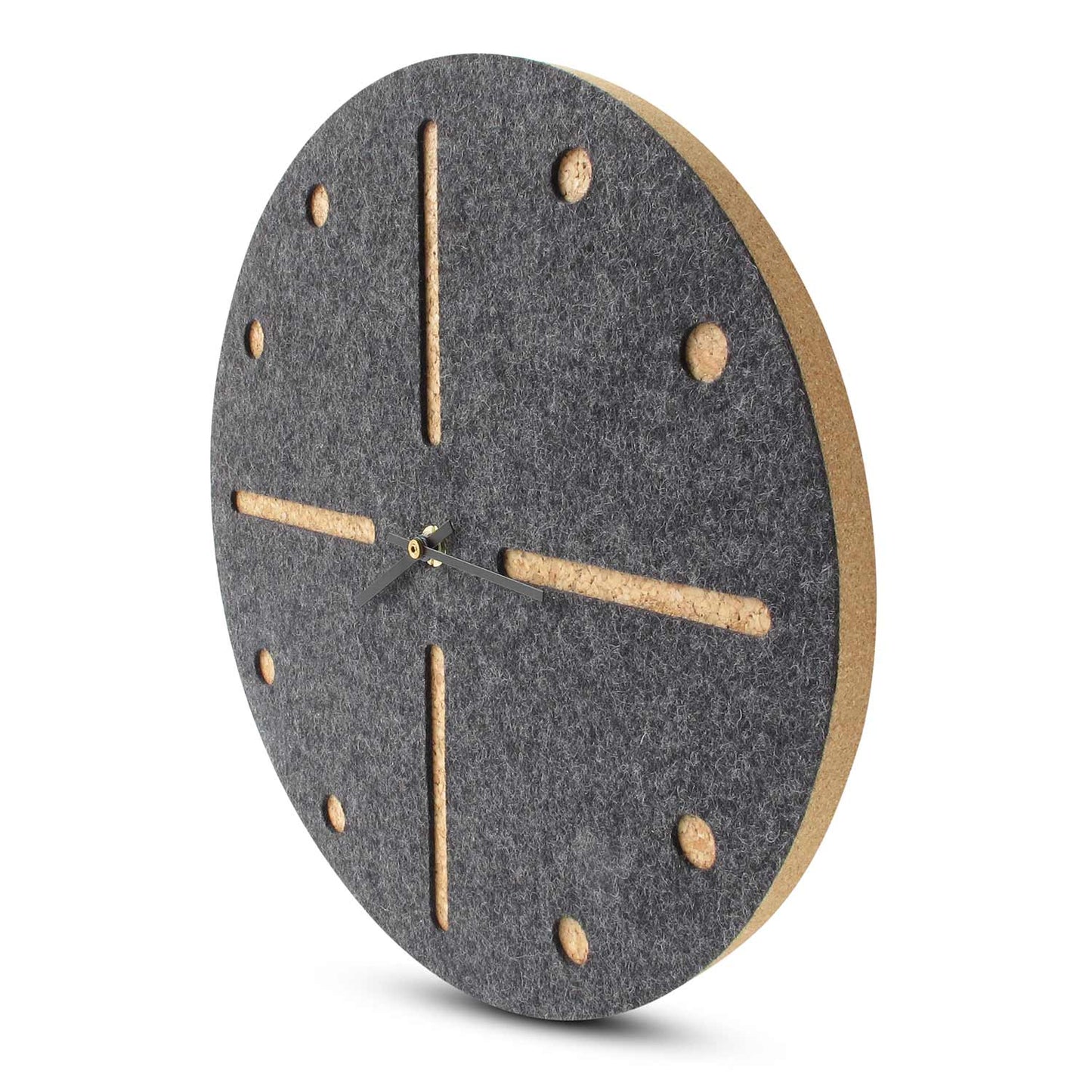 Wanduhr aus Filz und Kork 30 cm | anthrazit - schwarz | Design: Odense