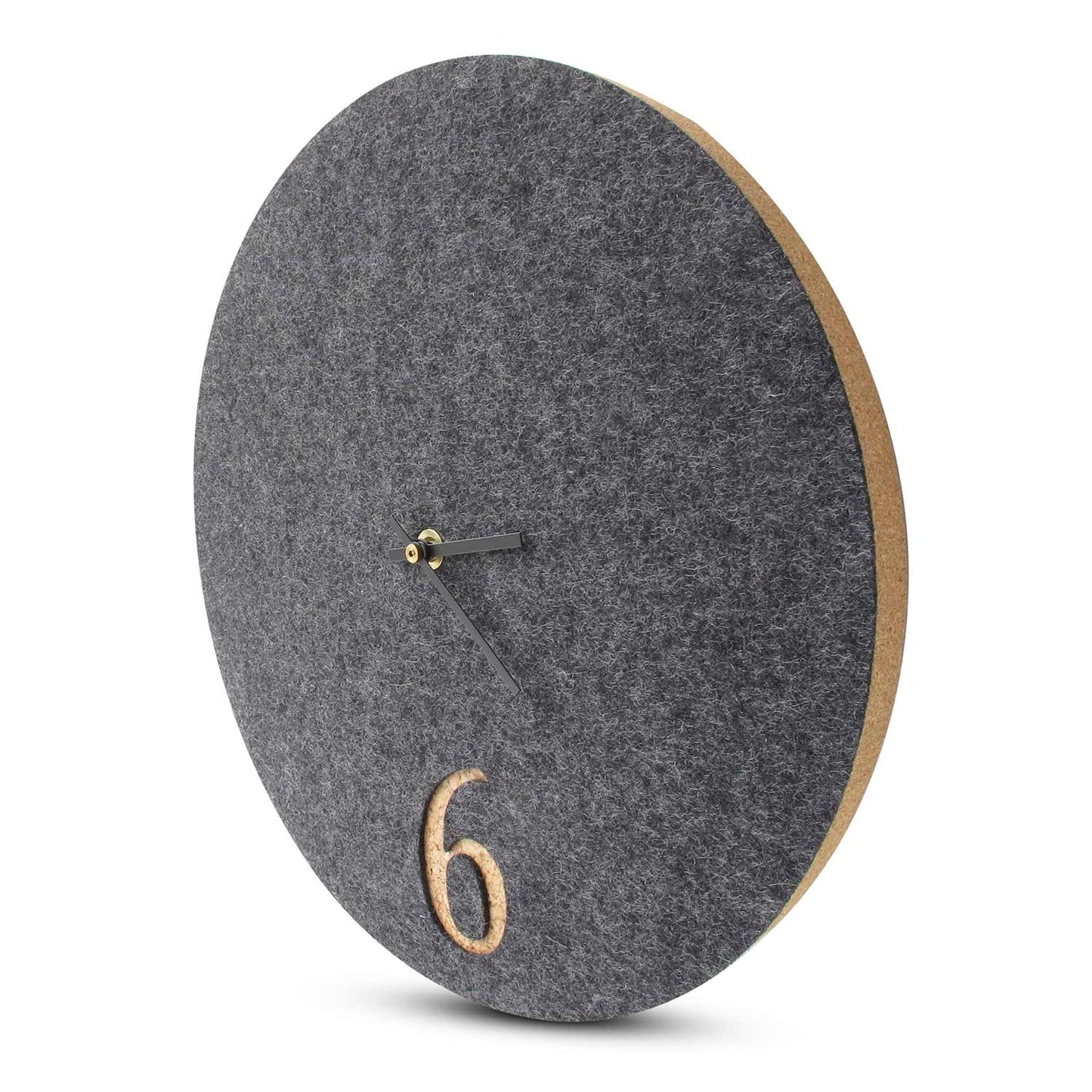 Wanduhr aus Filz und Kork 30 cm | anthrazit - schwarz | Design: Aarhus