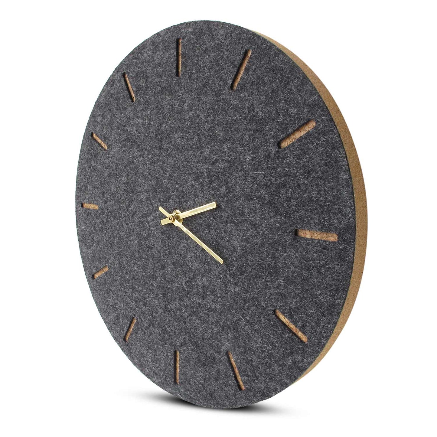 Wanduhr aus Filz und Kork 30 cm | anthrazit - gold | Design: Kopenhagen