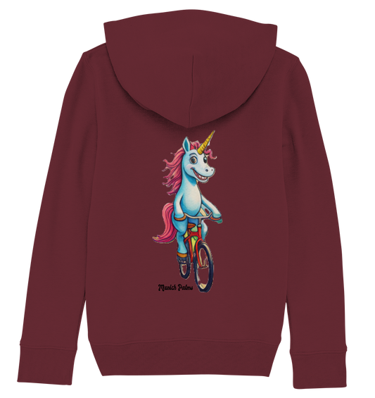 Unicorn on Bicycle - Design Munich Palms - Kids Organic Hoodie