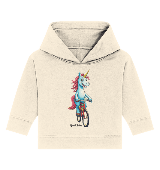 Einhorn auf Fahrrad - Design Munich Palms - Baby Organic Hoodie - Online Kaufhaus München