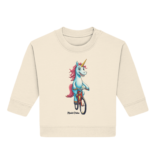 Einhorn auf Fahrrad - Design Munich Palms - Baby Organic Sweatshirt - Online Kaufhaus München