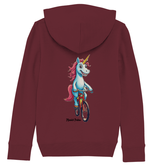 Einhorn auf Fahrrad - Design Munich Palms - Kids Organic Hoodie - Online Kaufhaus München
