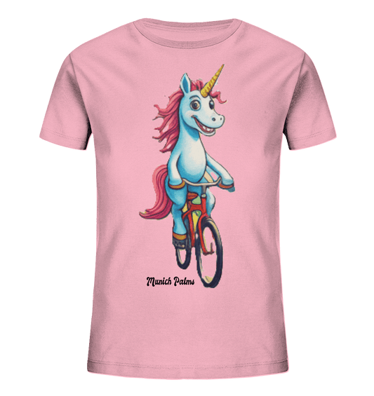 Einhorn auf Fahrrad - Design Munich Palms - Kids Organic Shirt - Online Kaufhaus München