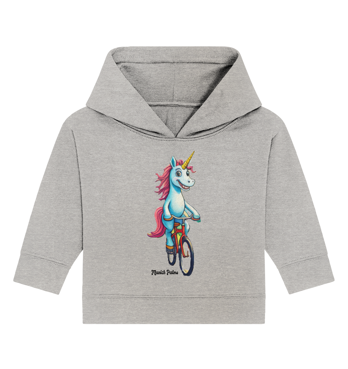 Unicorn on Bicycle - Design Munich Palms - Baby Organic Hoodie