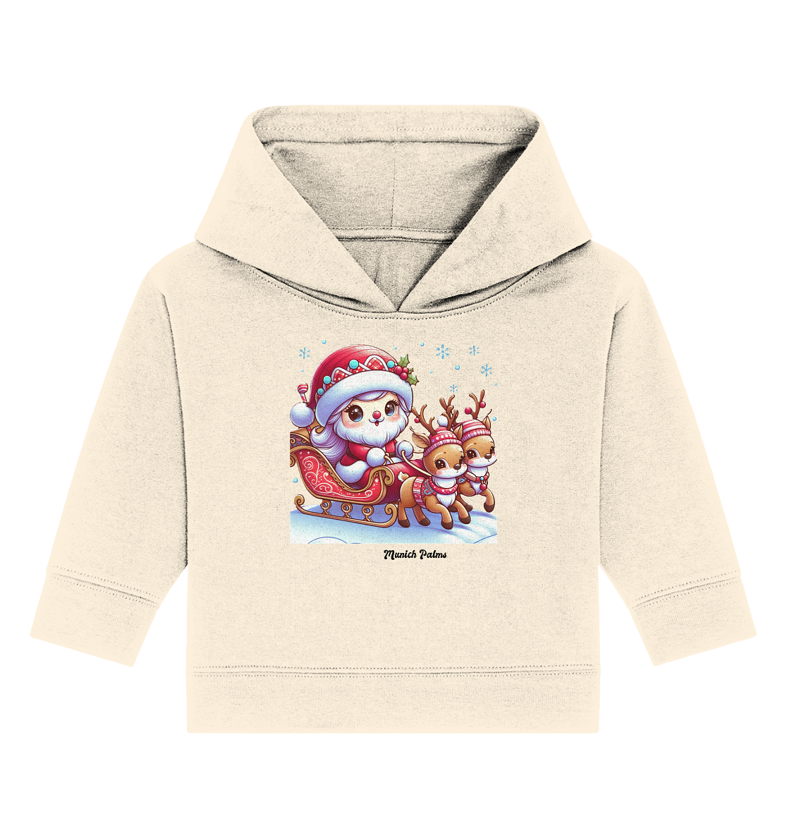 Weihnachten Nikolaus weiblich mit lieblichen Rentieren ,Design Munich Palms  - Baby Organic Hoodie