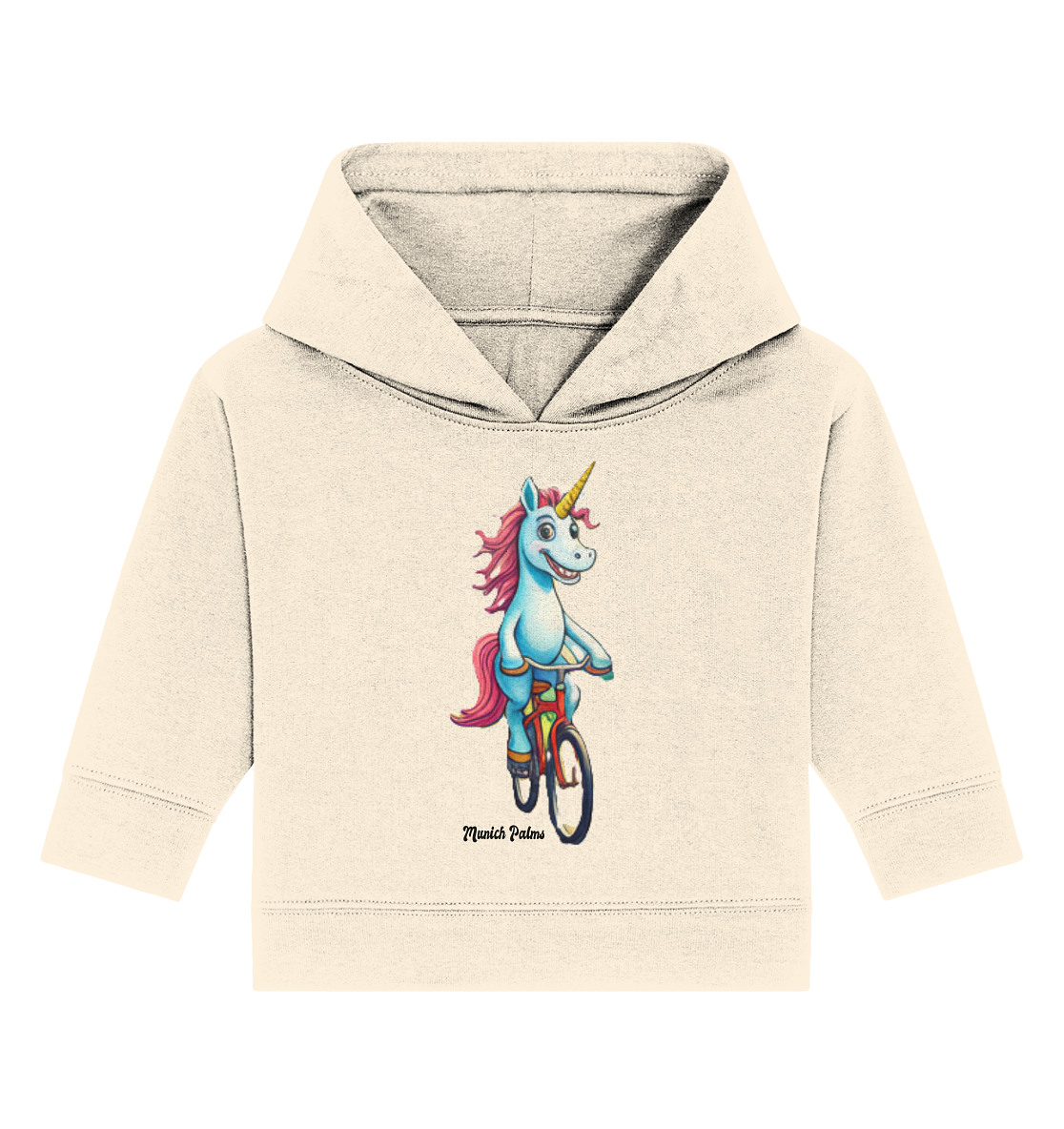 Unicorn on Bicycle - Design Munich Palms - Baby Organic Hoodie