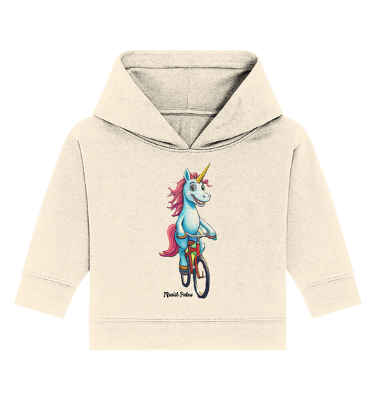 Unicorn on Bicycle - Design Munich Palms - Baby Organic Hoodie