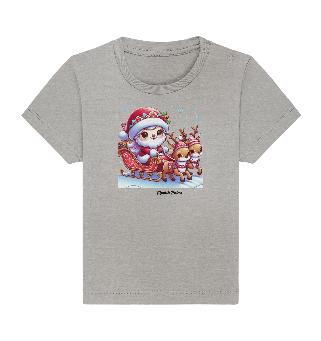 Weihnachten Nikolaus weiblich mit lieblichen Rentieren ,Design Munich Palms  - Baby Organic Shirt