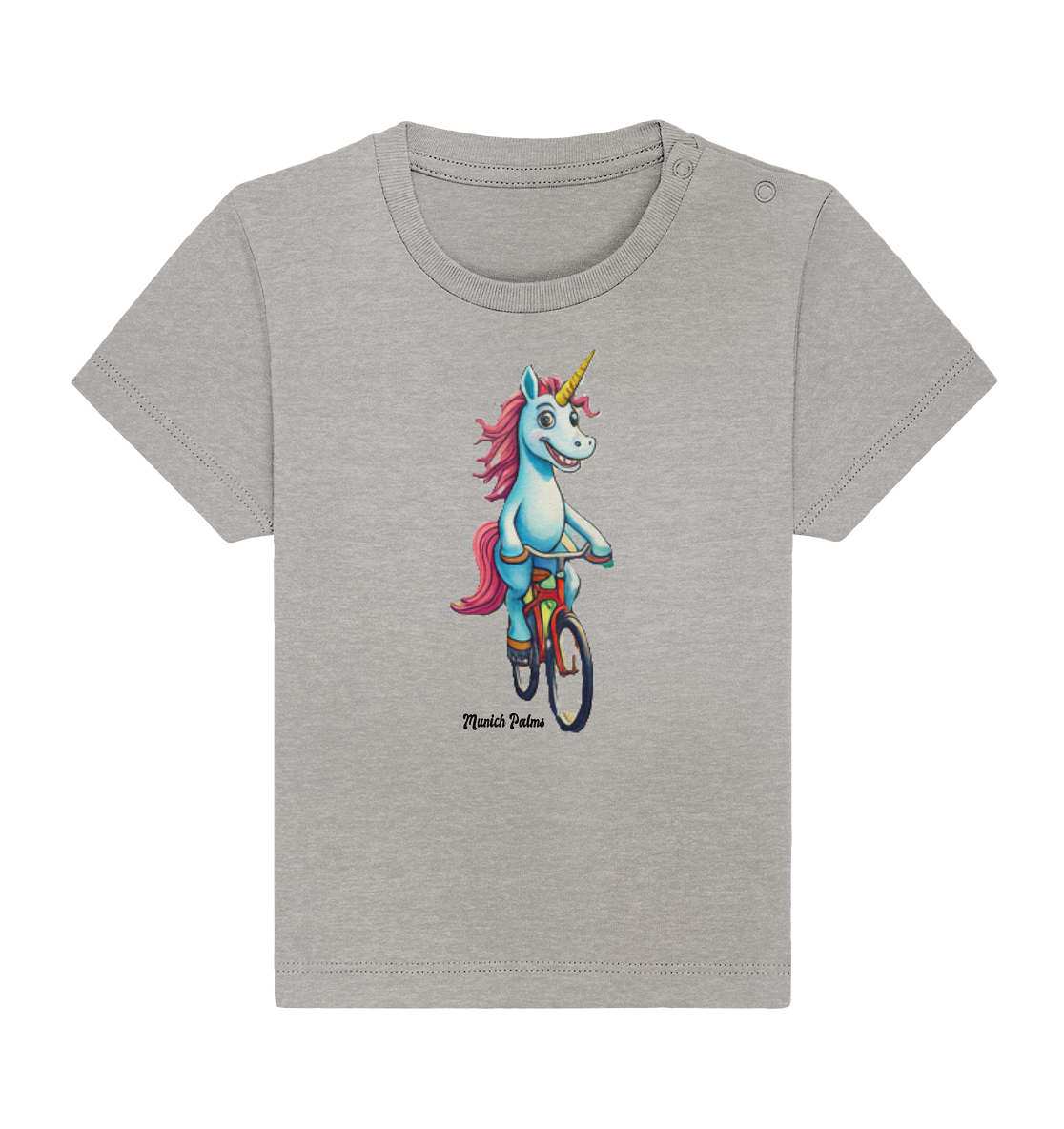 Einhorn auf Fahrrad - Design Munich Palms  - Baby Organic Shirt