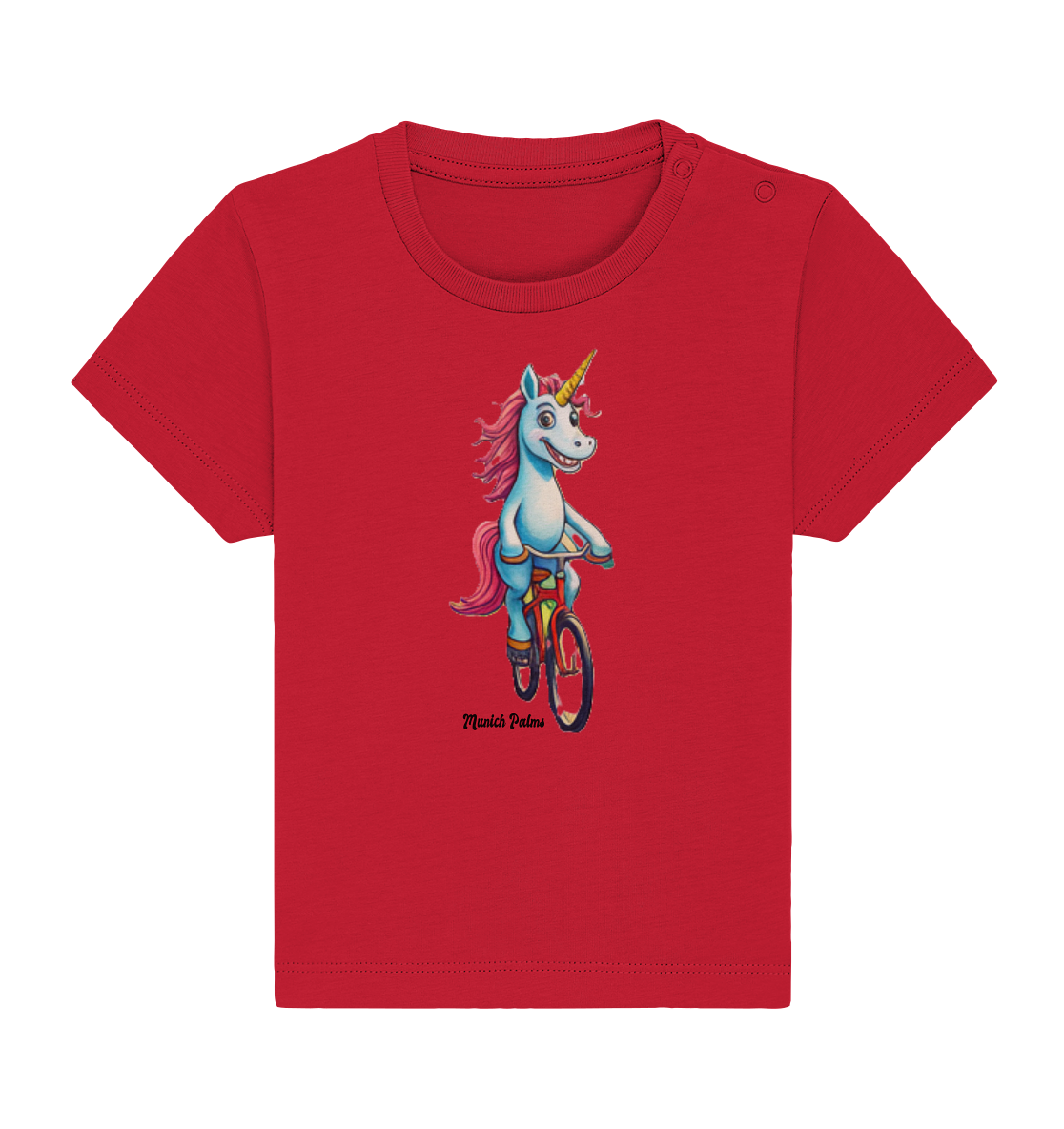 Einhorn auf Fahrrad - Design Munich Palms  - Baby Organic Shirt