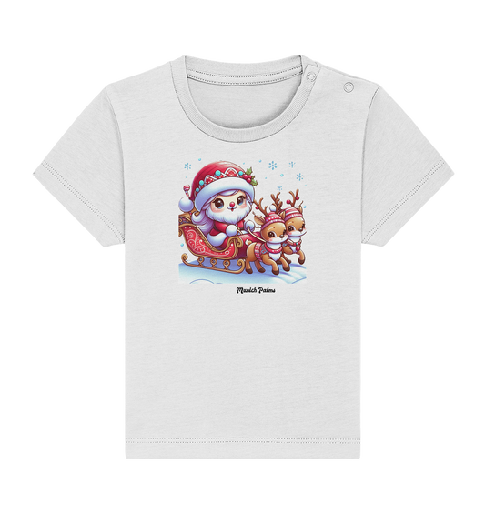 Weihnachten Nikolaus weiblich mit lieblichen Rentieren ,Design Munich Palms  - Baby Organic Shirt