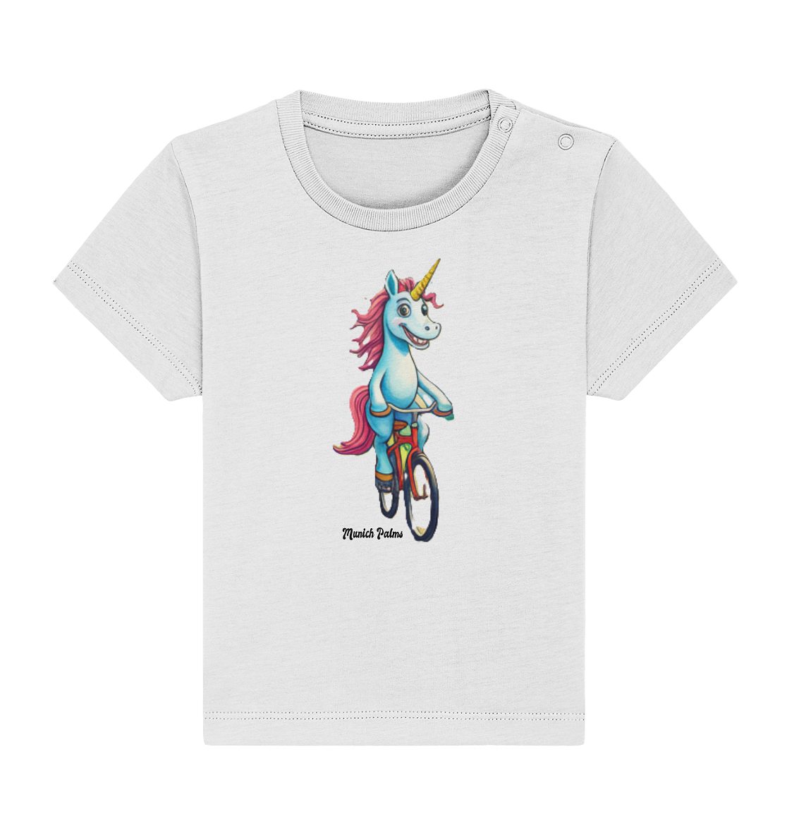 Einhorn auf Fahrrad - Design Munich Palms  - Baby Organic Shirt