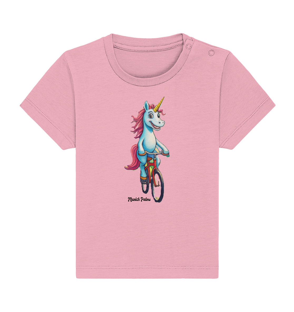 Einhorn auf Fahrrad - Design Munich Palms  - Baby Organic Shirt