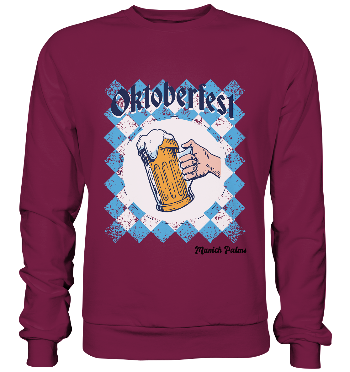 Oktoberfest Maßkrug in bayrischer Raute Design by Munich Palms  - Basic Sweatshirt