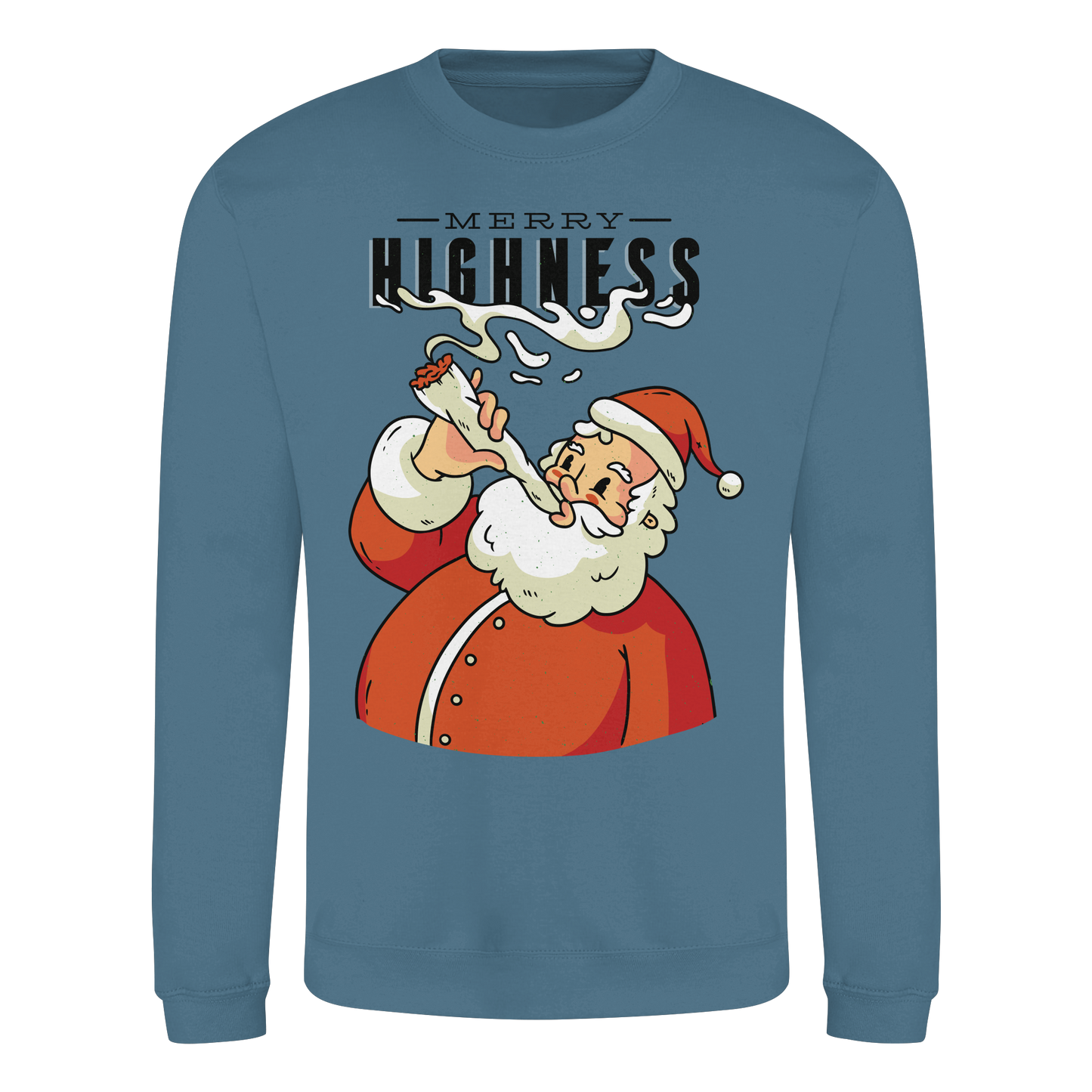 Ein weihnachtliches Motiv mit einem kiffenden Weihnachtsmann Nikolaus Merry Highness - Basic Sweatshirt