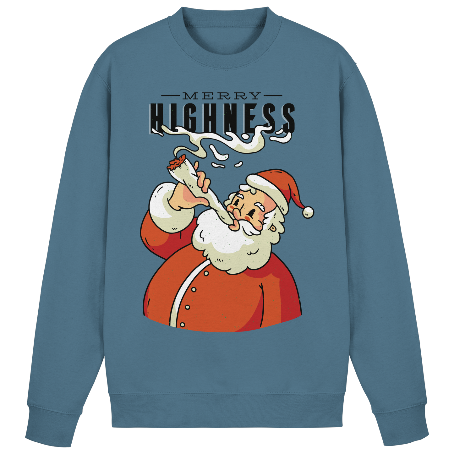 Ein weihnachtliches Motiv mit einem kiffenden Weihnachtsmann Nikolaus Merry Highness - Basic Sweatshirt