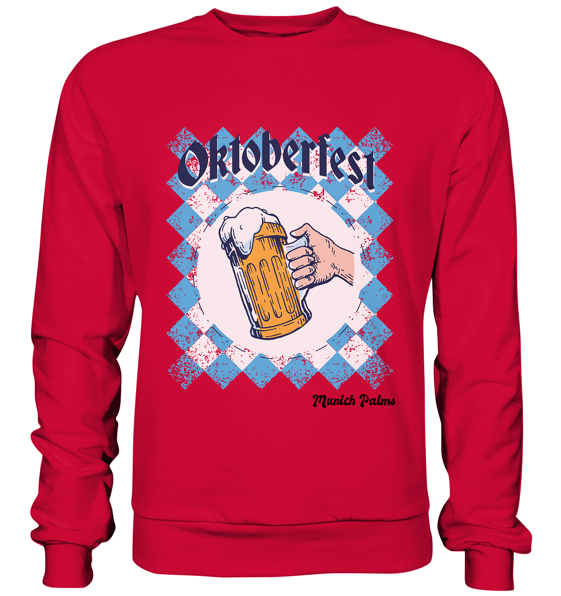 Oktoberfest Maßkrug in bayrischer Raute Design by Munich Palms  - Basic Sweatshirt