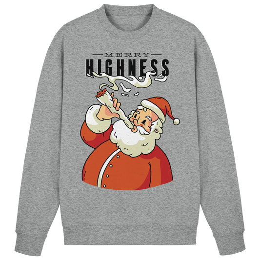 Ein weihnachtliches Motiv mit einem kiffenden Weihnachtsmann Nikolaus Merry Highness - Basic Sweatshirt