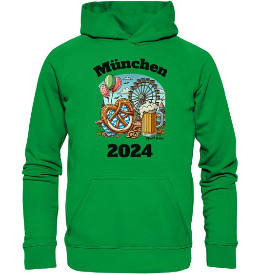 München 2024 mit Volksfest ,Frühlingsfest,Kirmes,Oktoberfest -Design Munich Palms -auch mit dem Namen Deiner Stadt - Basic Unisex Hoodie