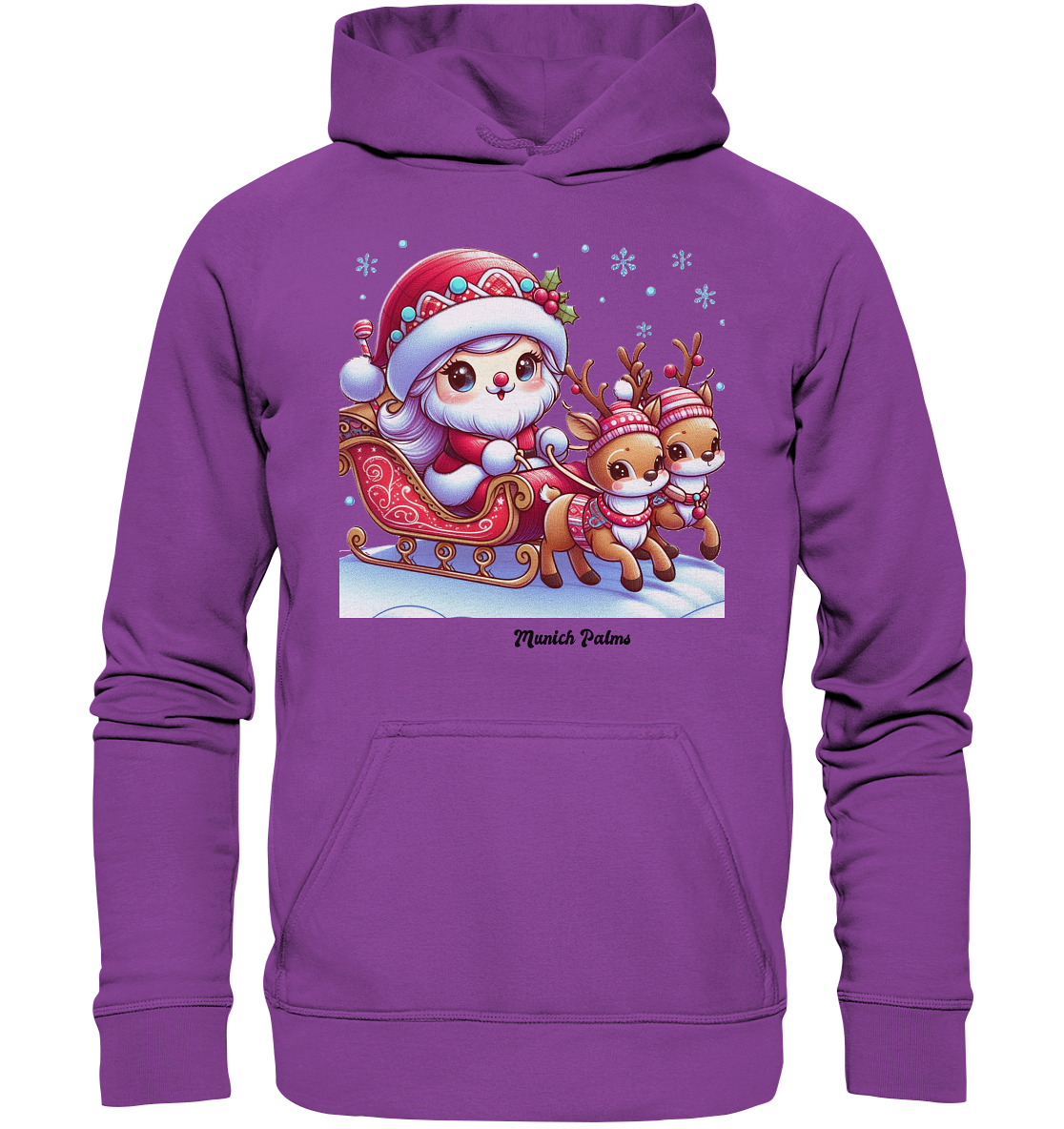 Weihnachten Nikolaus weiblich mit lieblichen Rentieren ,Design Munich Palms  - Basic Unisex Hoodie