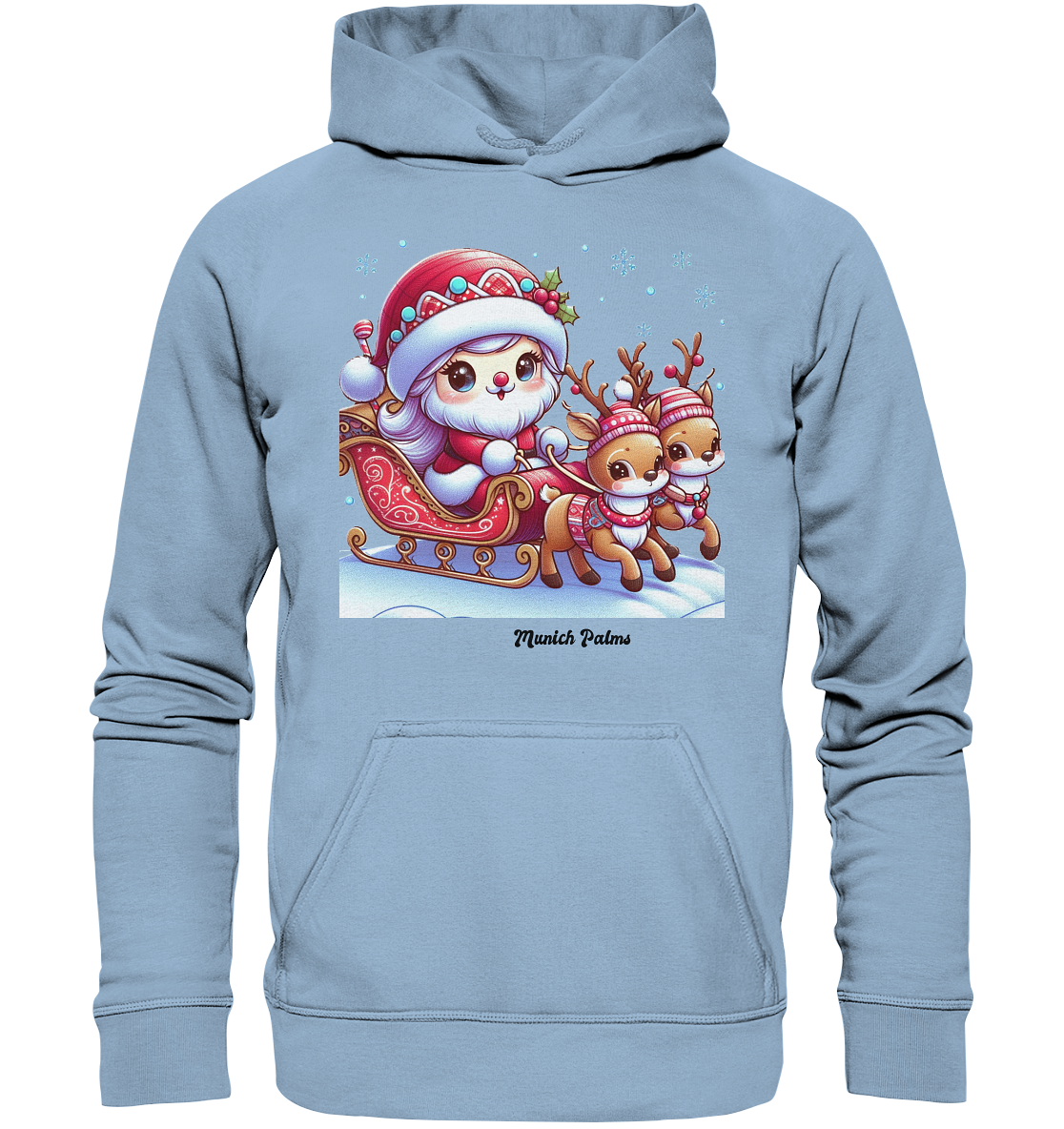 Weihnachten Nikolaus weiblich mit lieblichen Rentieren ,Design Munich Palms  - Basic Unisex Hoodie