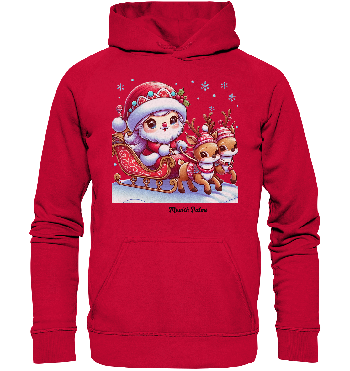 Weihnachten Nikolaus weiblich mit lieblichen Rentieren ,Design Munich Palms  - Basic Unisex Hoodie