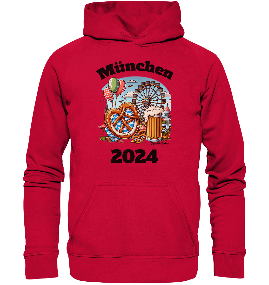 München 2024 mit Volksfest ,Frühlingsfest,Kirmes,Oktoberfest -Design Munich Palms -auch mit dem Namen Deiner Stadt - Basic Unisex Hoodie