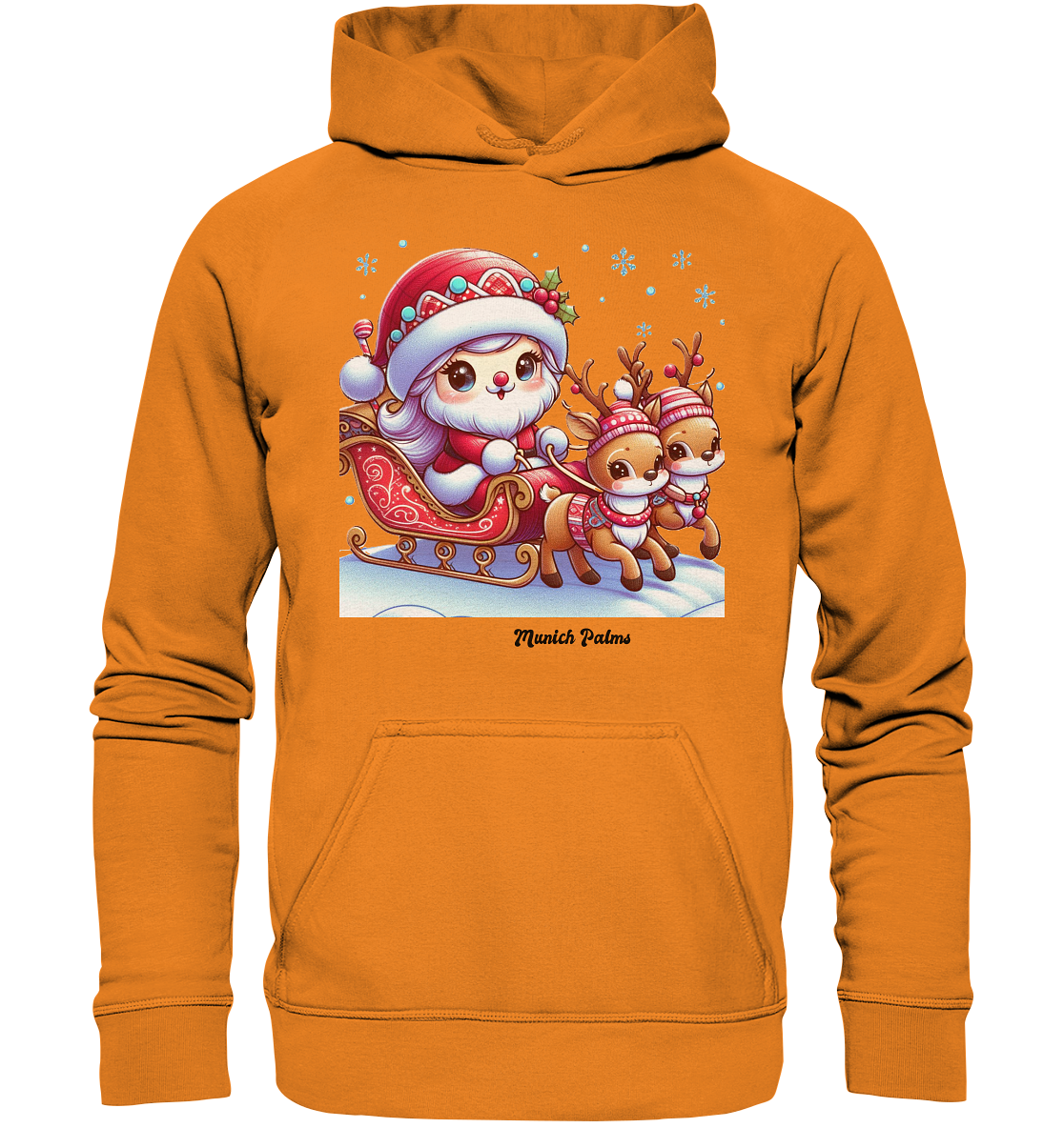 Weihnachten Nikolaus weiblich mit lieblichen Rentieren ,Design Munich Palms  - Basic Unisex Hoodie