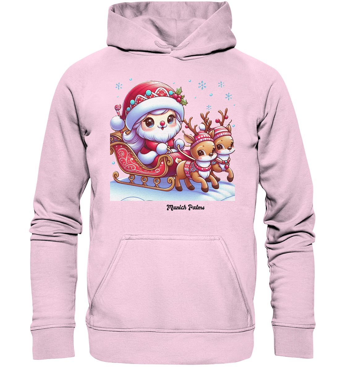 Weihnachten Nikolaus weiblich mit lieblichen Rentieren ,Design Munich Palms  - Basic Unisex Hoodie