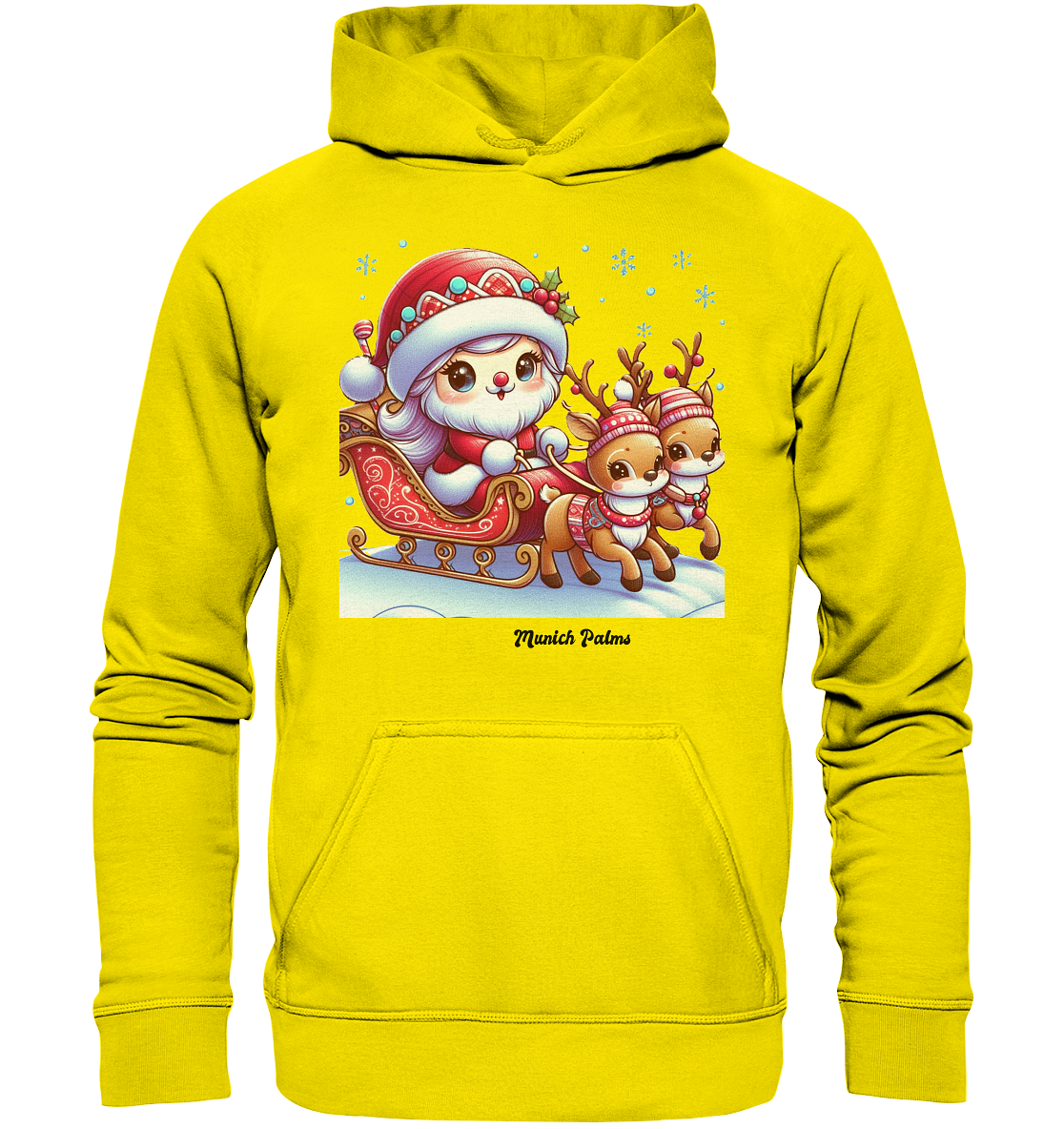 Weihnachten Nikolaus weiblich mit lieblichen Rentieren ,Design Munich Palms  - Basic Unisex Hoodie