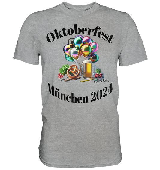 Balloons, beer mugs, pretzels, radishes - Oktoberfest Munich 2024 - licensed design Munich Palms copy - Classic Shirt