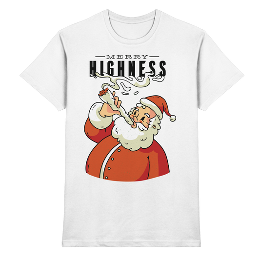 Ein weihnachtliches Motiv mit einem kiffenden Weihnachtsmann Nikolaus Merry Highness - Classic Shirt