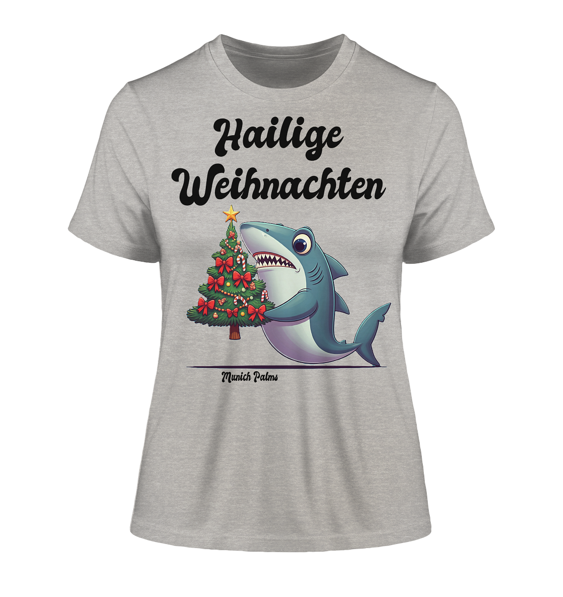 Hailige Weihnachten Haifisch mit Christbaum Design Munich Palms  - Fitted Ladies Organic Shirt