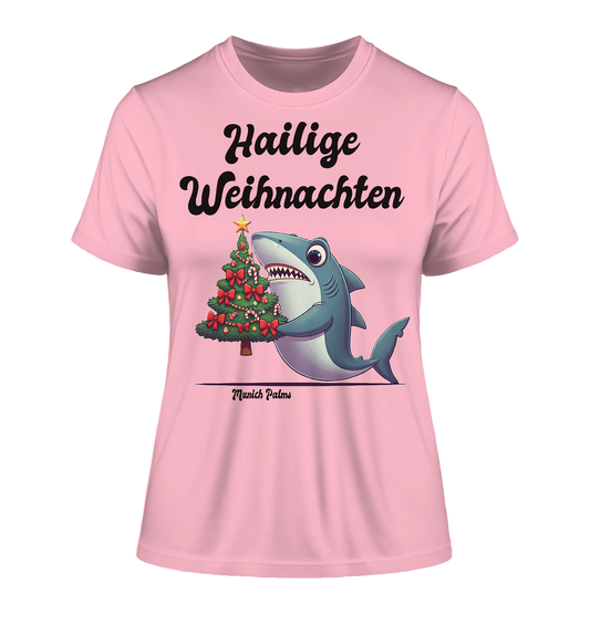 Hailige Weihnachten Haifisch mit Christbaum Design Munich Palms  - Fitted Ladies Organic Shirt