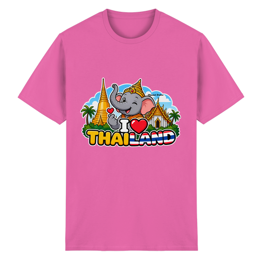 Unisex-T-Shirt mit Elefanten-Design, heavy Cotton, I Love Thailand, Munich Palms, auf weißem Hintergrund, modisches Streetwear-Top
