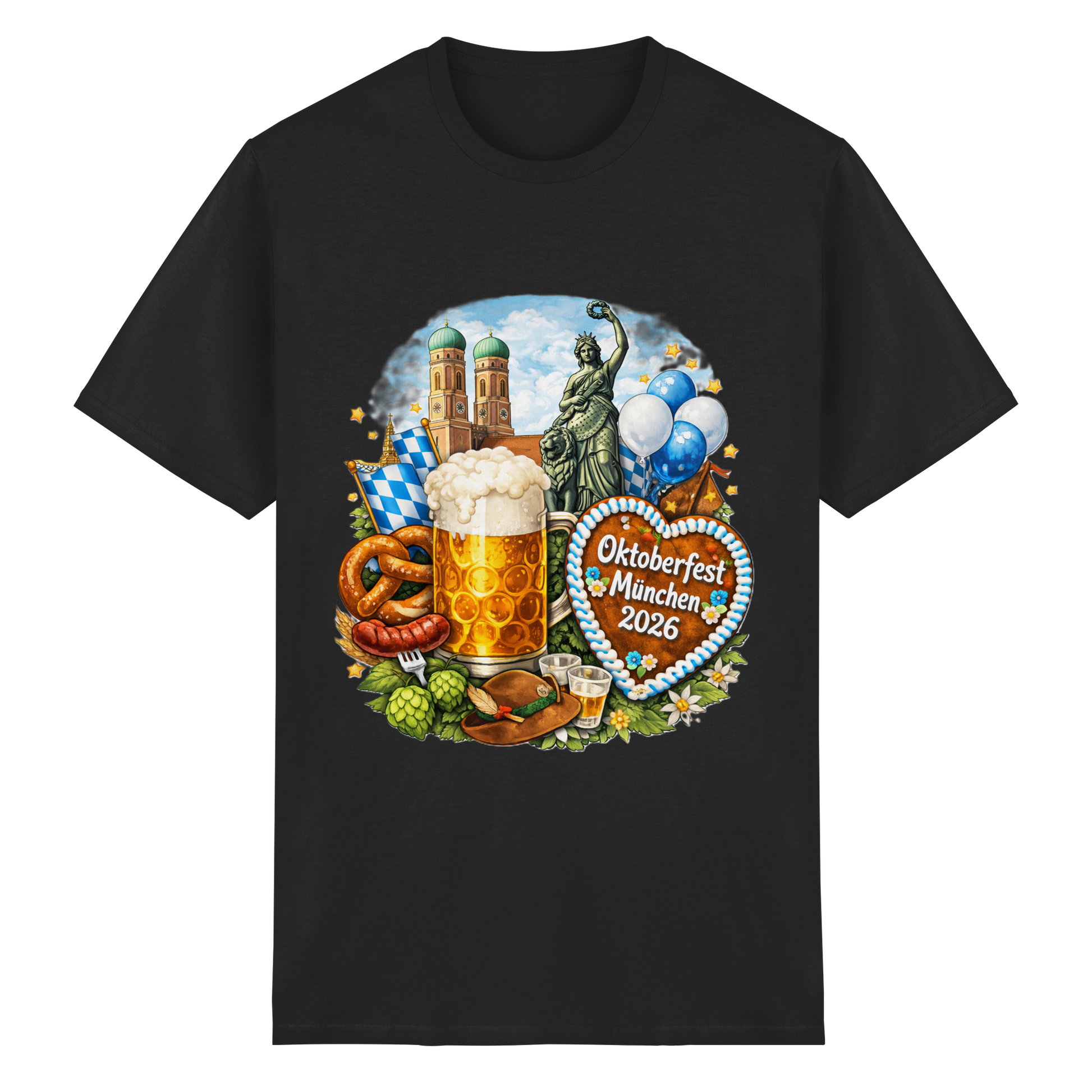 Oktoberfest 2026: Das offiziell lizenzierte Design von "Munich Palms" - Heavy Cotton T-Shirt